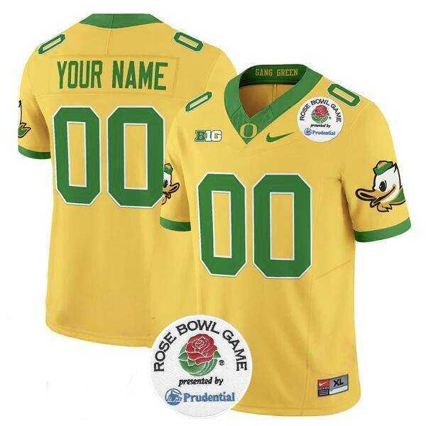 Mens Oregon Ducks Active Player Custom Gold 2024 F.U.S.E. Rose Bowl Vapor Limited Stitched Football Jersey